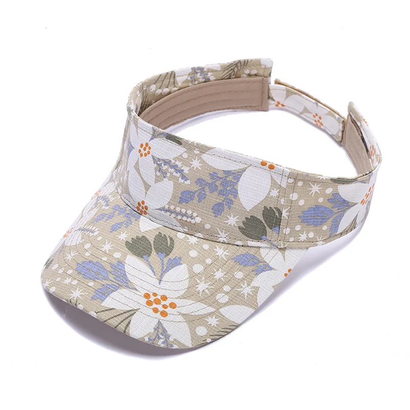 Empty Top Wide Brim Hats for Girls Floral Print Spring Summer Women's Outdoor Sun Protection Visor Hat
