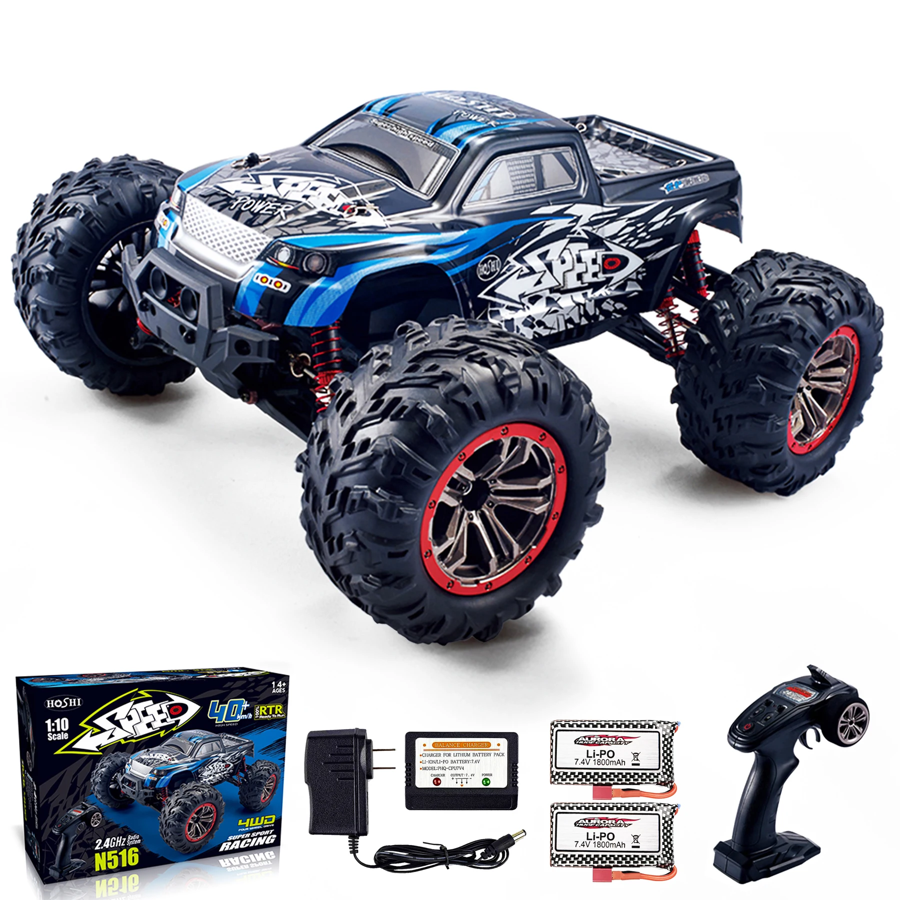 Rc Car Off Road 4x4 High Speed 30mph Remote Control Car with LED Headlight Brushless 4WD 1/10 Monster Truck Toys for Adults Gift