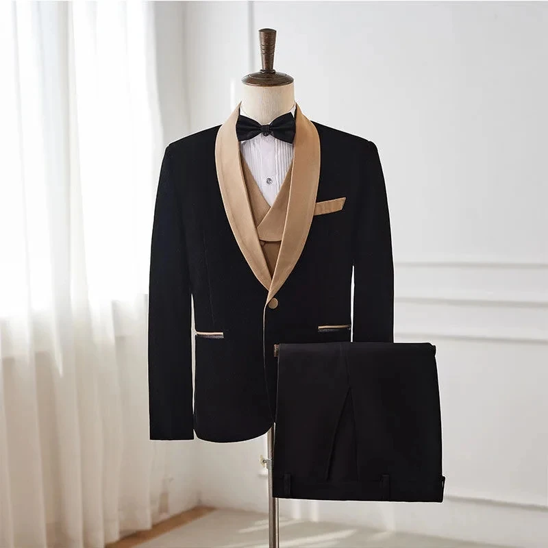 

MQXQ71 Beige Boys Suits Jacket Vest Pants 3 Piece Suits Casual Clothes Wedding Tuxedos for Kids Formal Blazer Sets