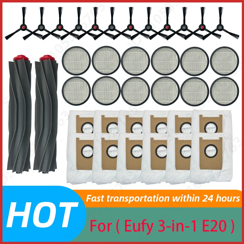 For ( Eufy 3-in-1 E20 ) Spare Parts Main Side Brush HEPA Filter Dust Bag Kit Robot Vacuum Cleaner Replacement Accessories