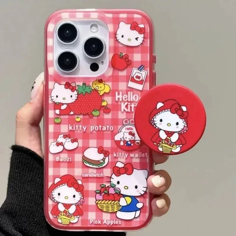 Магнитный держатель с мультяшной ручкой Hello Kitty Magsafe, чехол для телефона с беспроводной зарядкой для iPhone 16, Pro Max 15, 14, Plus 12, 13, Mini 16E Capa