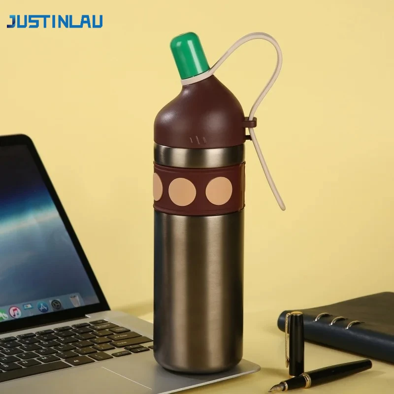 JUSTINLAU Isolierflaschen, Trinkbecher, Kinder-Strohbecher, krummer Mund, Edelstahl, Autobecher, Reise-Thermosbecher, Thermo-Wasserflaschen