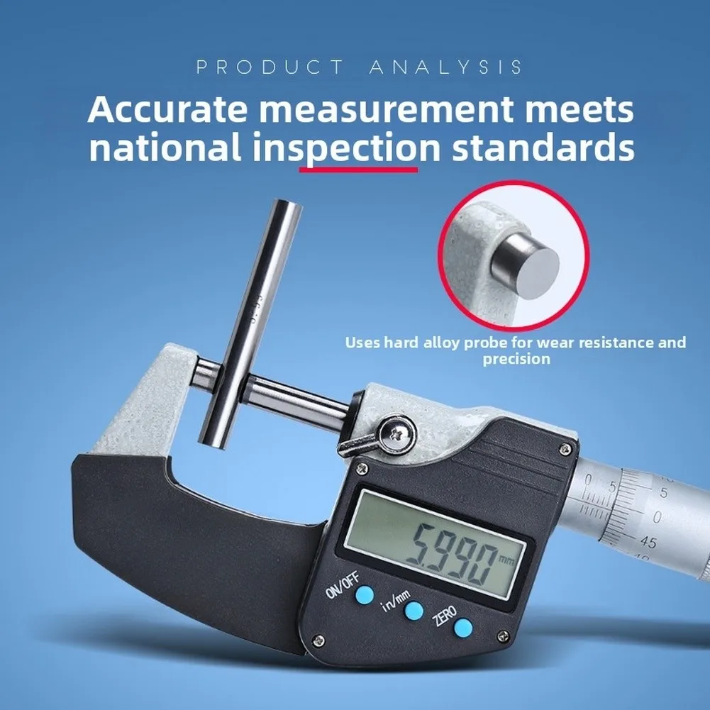 

Digital Electronic Micrometer 0001mm Accuracy LCD Display Inch Metric Conversion Wall Thickness Measurement Tools ﻿
