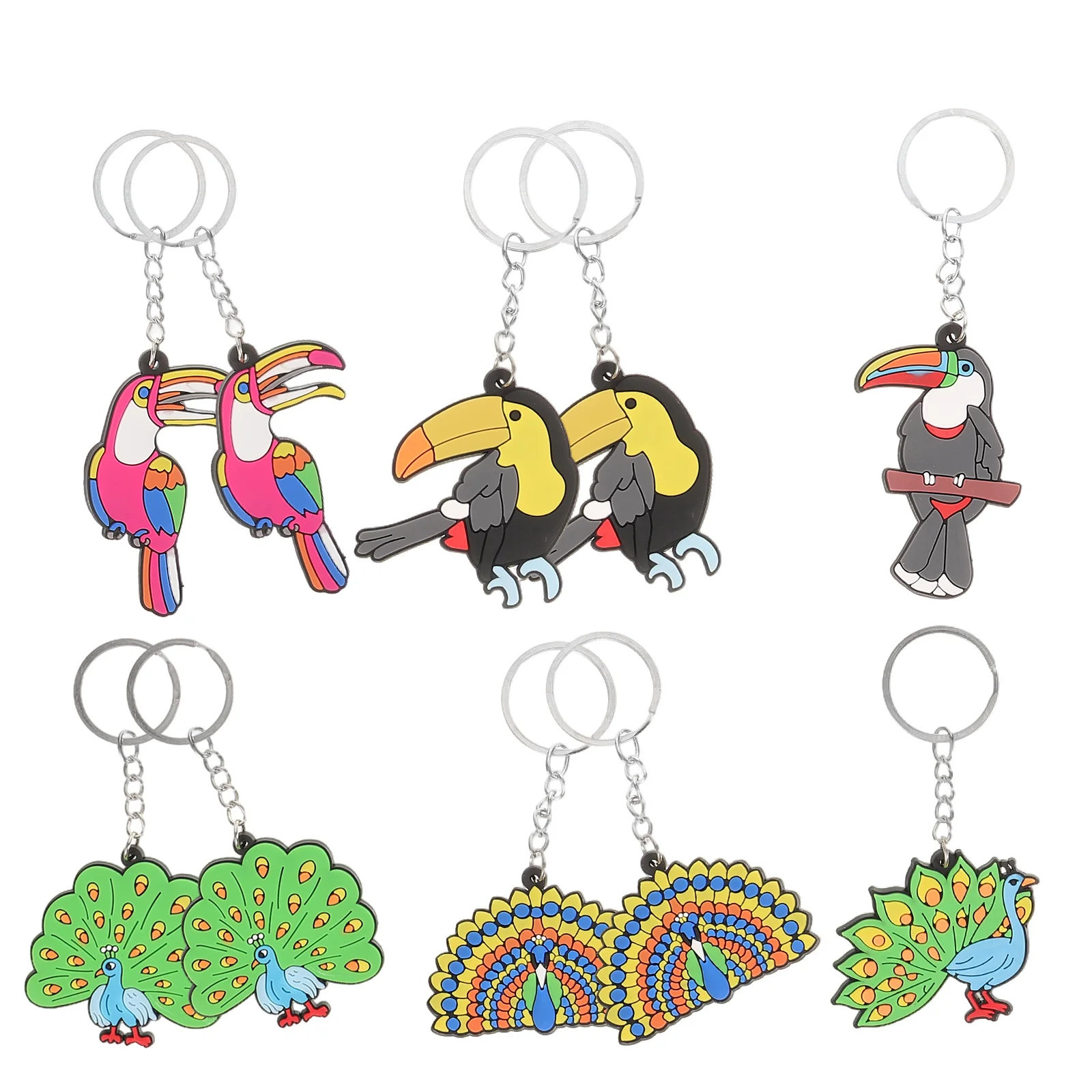 10Pcs silicone Toucan Key Chain Cartoon Animal Key Chains School Bag Pendant Party Car Keychain kids gift Charm multiuse Keyring