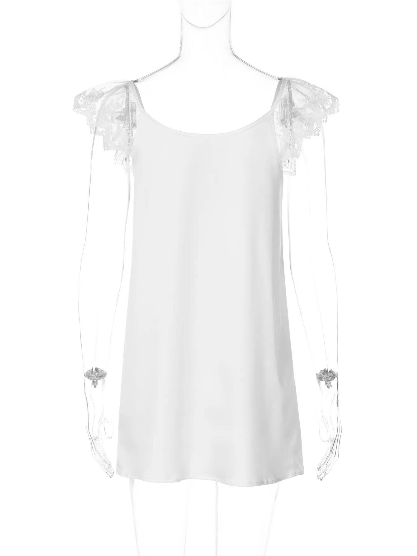 FDYOUI 캐주얼 섹시 레이스 패치워크 미니 드레스 스트리트웨어 Y2K 2026 여성용 밴디지 시스루 새틴 파티 클럽 드레스 화이트 블랙