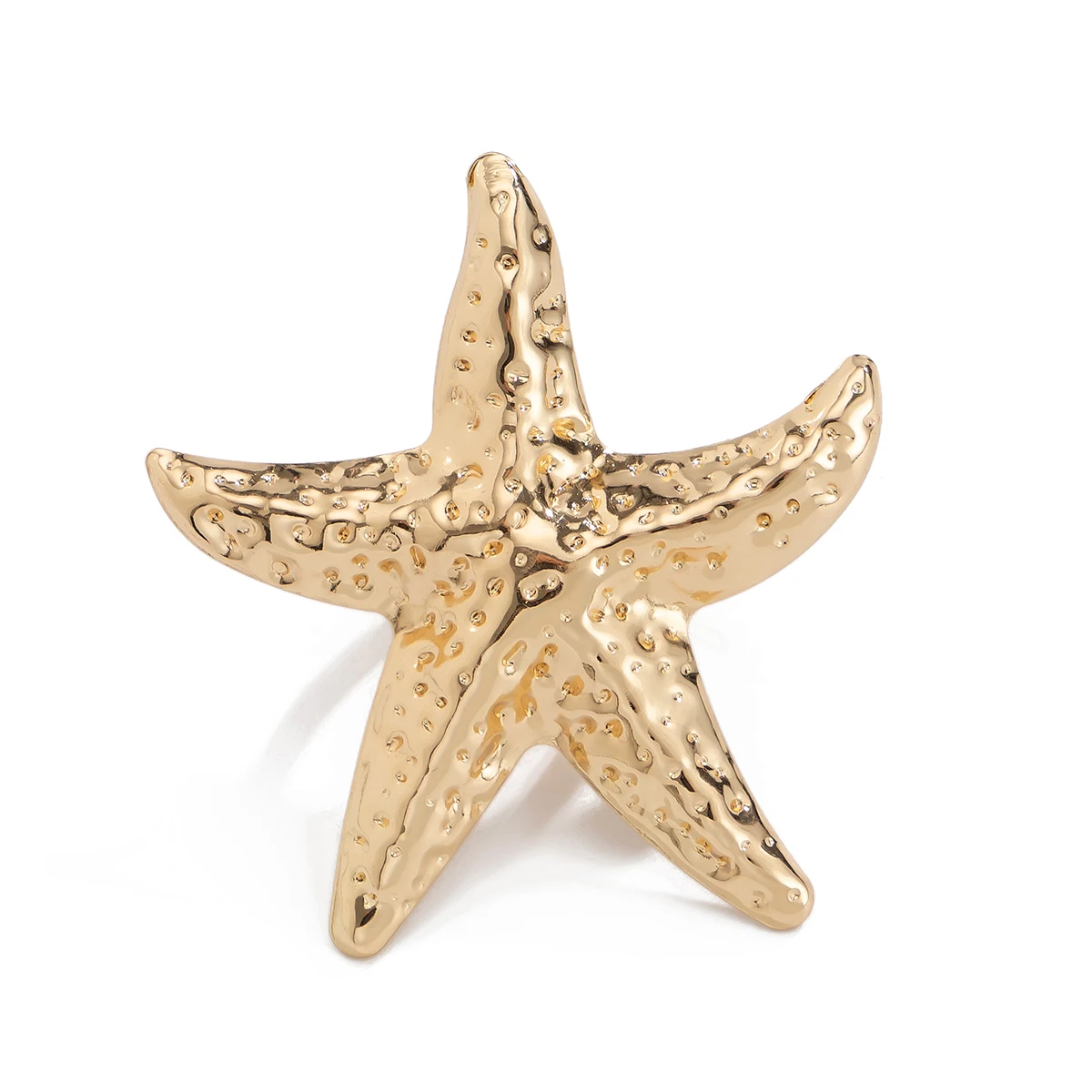 PuRui Trend Exaggerated Gold Color Big Starfish Conch Rings for Women Creative Punk Finger Ring Statement Party Banquet Jewelry image 4
