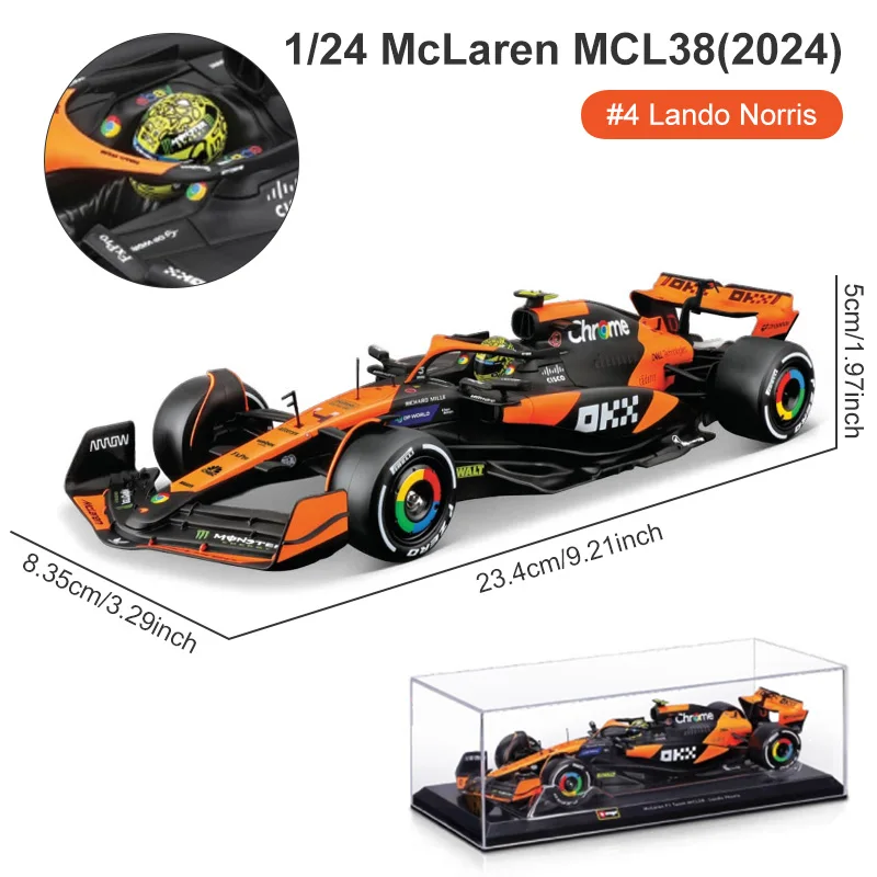 Bburago 1:24 F1 2024 McLaren MCL38 #4 Lando Norris #81 Oscar Piastri Formula Racing Car Diecast Alloy Model Car Collection Gifts