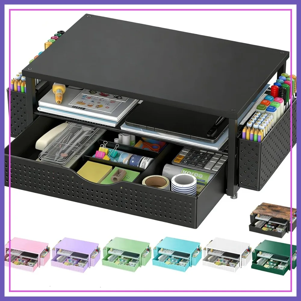 

Computer Monitor Stand Riser with Drawer, Desk Organizer & Pen Holders for Office Workspace