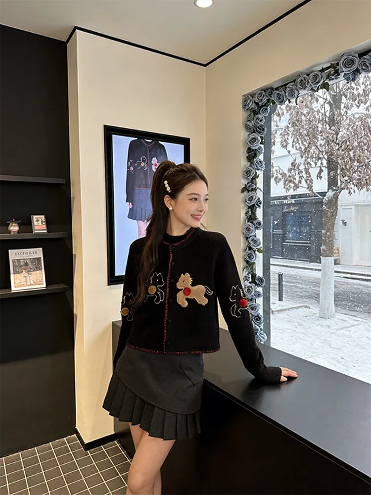 

Новинка: Женский вязаный кардиган Bla Round Ne с вышивкой, на одной пуговице, свободного кроя, визуально стройнящий, повседневный, зимний топ