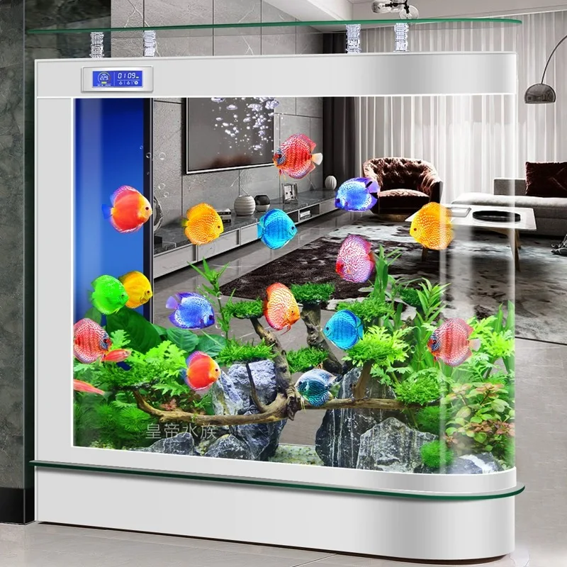 New bullet glass small and medium ecological screen living room home automatic water circulation floor fish tank