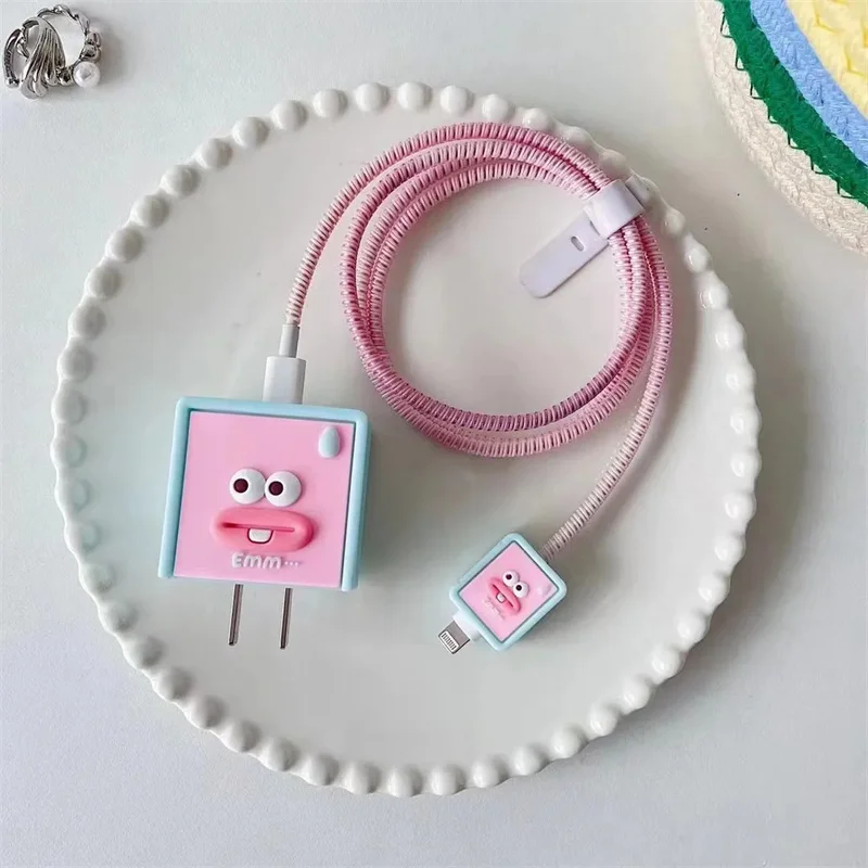 Kawaii Cute Funny Soft Silicone Charger Protective Case For IPhone 11 12 13 14 15 18/20W Fast Charge Protection Charger Cover