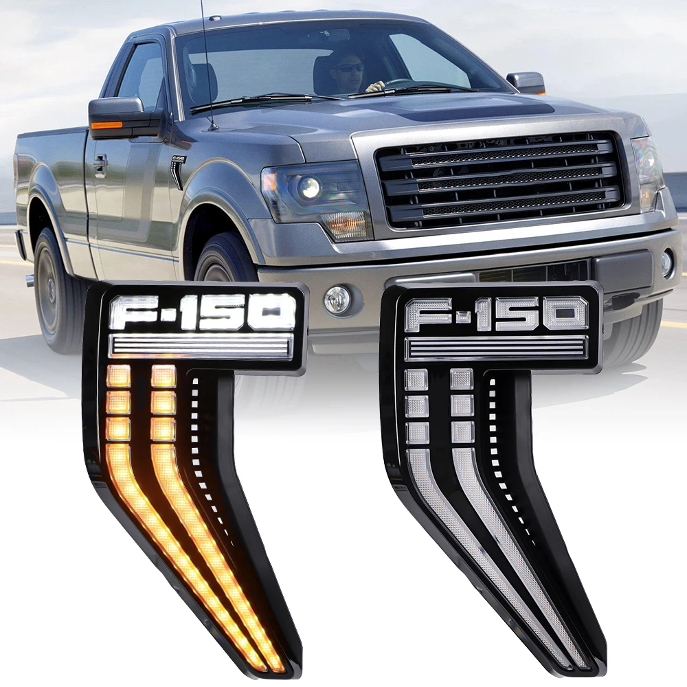 

2PCS LED DRL for Ford F-150 F150 2021 2022 Dynamic Turn Signal Light Side Wing Rearview Mirror Indicator Flashing Blinker Lamp