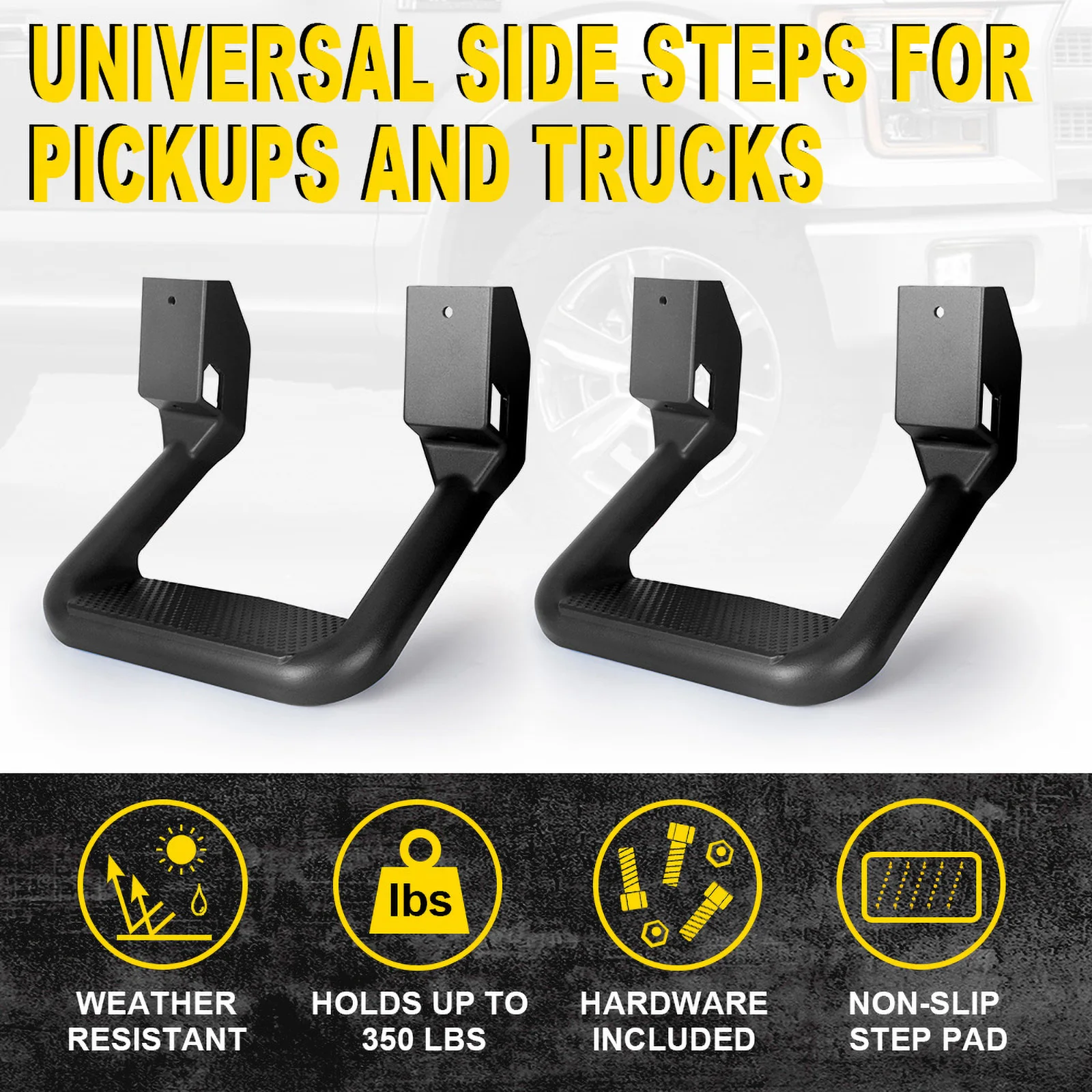 CNSPEED 2PCS Truck Side Steps Bar Non-Slip Aluminum Pickup Stirrup Boards Pedals for Ford/Toyota/Chevrolet/Dodge Pickups Car