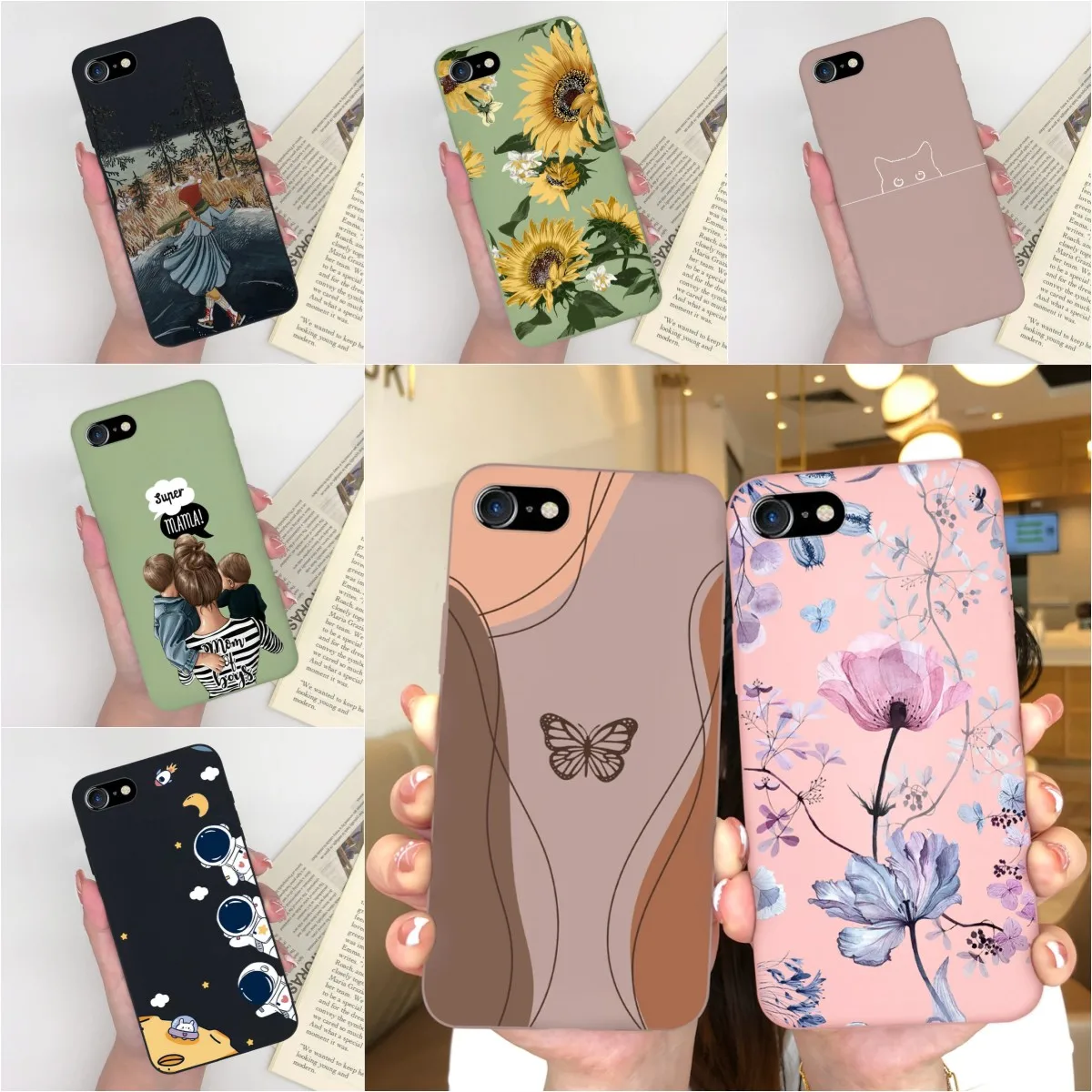 Phone Cover For iPhone 8 Plus 5.5 inches Funda Matte Silicone Screen Protector Luxury Flower Bumper For iPhone 7 Plus Shell Capa