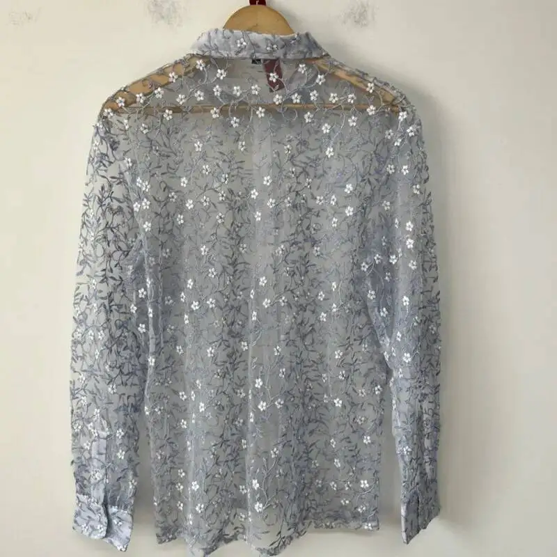 WVGA Men's Summer New Heavy Embroidery Sheer Mesh Layered Design Trendy Loose-fitting Personalized Shirt Niche Casual Top W22906