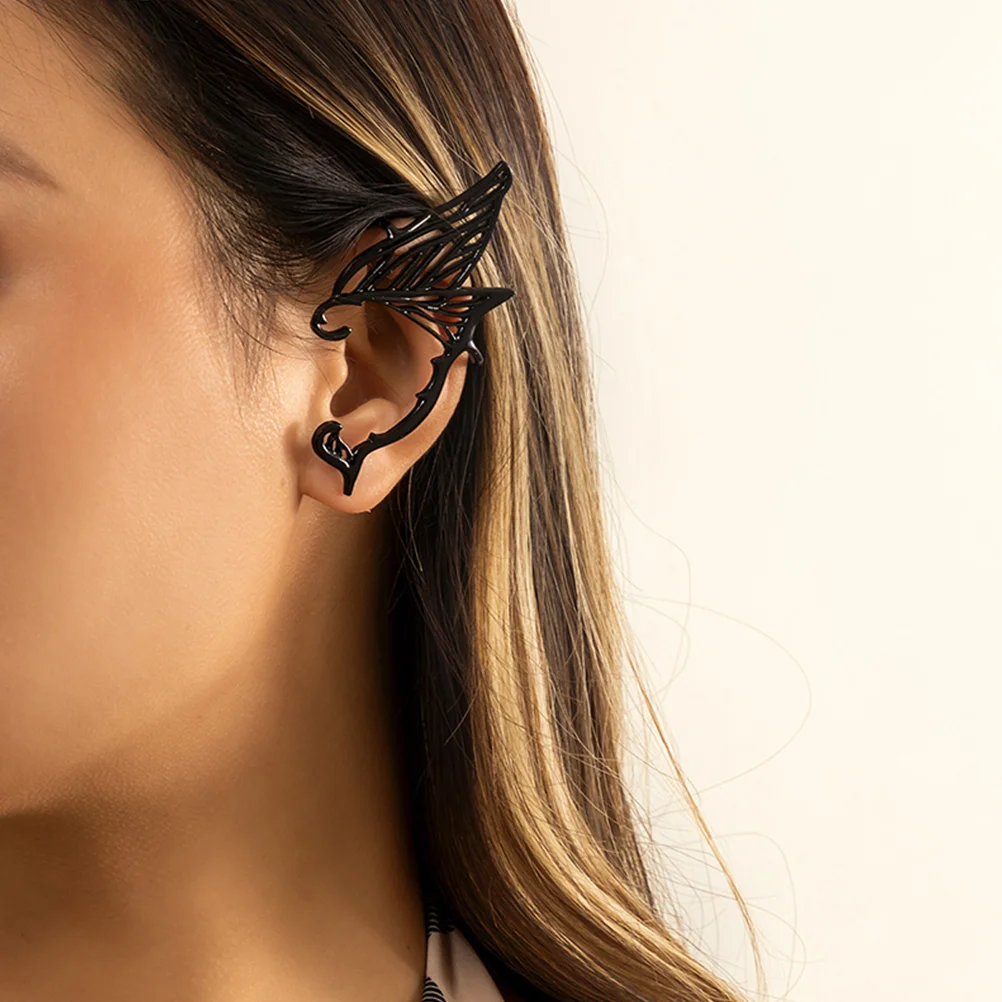 

2 Pairs Elf Earrings Clip Women Dangling Cuff Butterfly Girls Tassel Earcuff Fairy Ear Cuffs Non Piercing Safe Alloy Comfortable