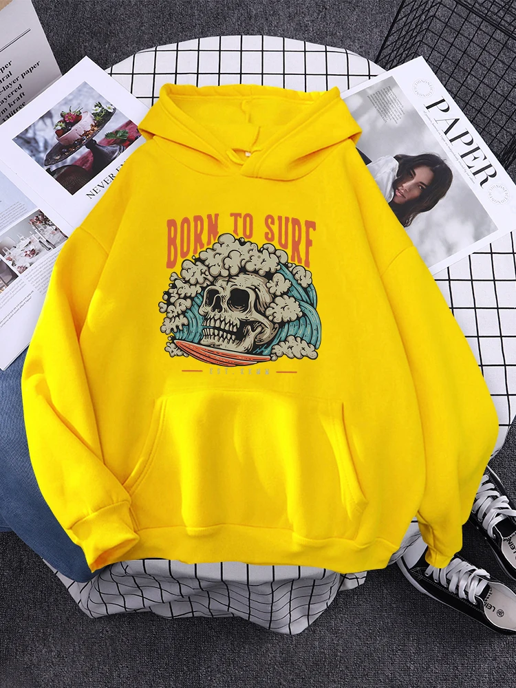 Burn To Surf Even Facing Dead Printed Womens Hoodies Fashion Loose Hoody Casual Fleece Sweatshirt Harajuku Trendy Sportswear