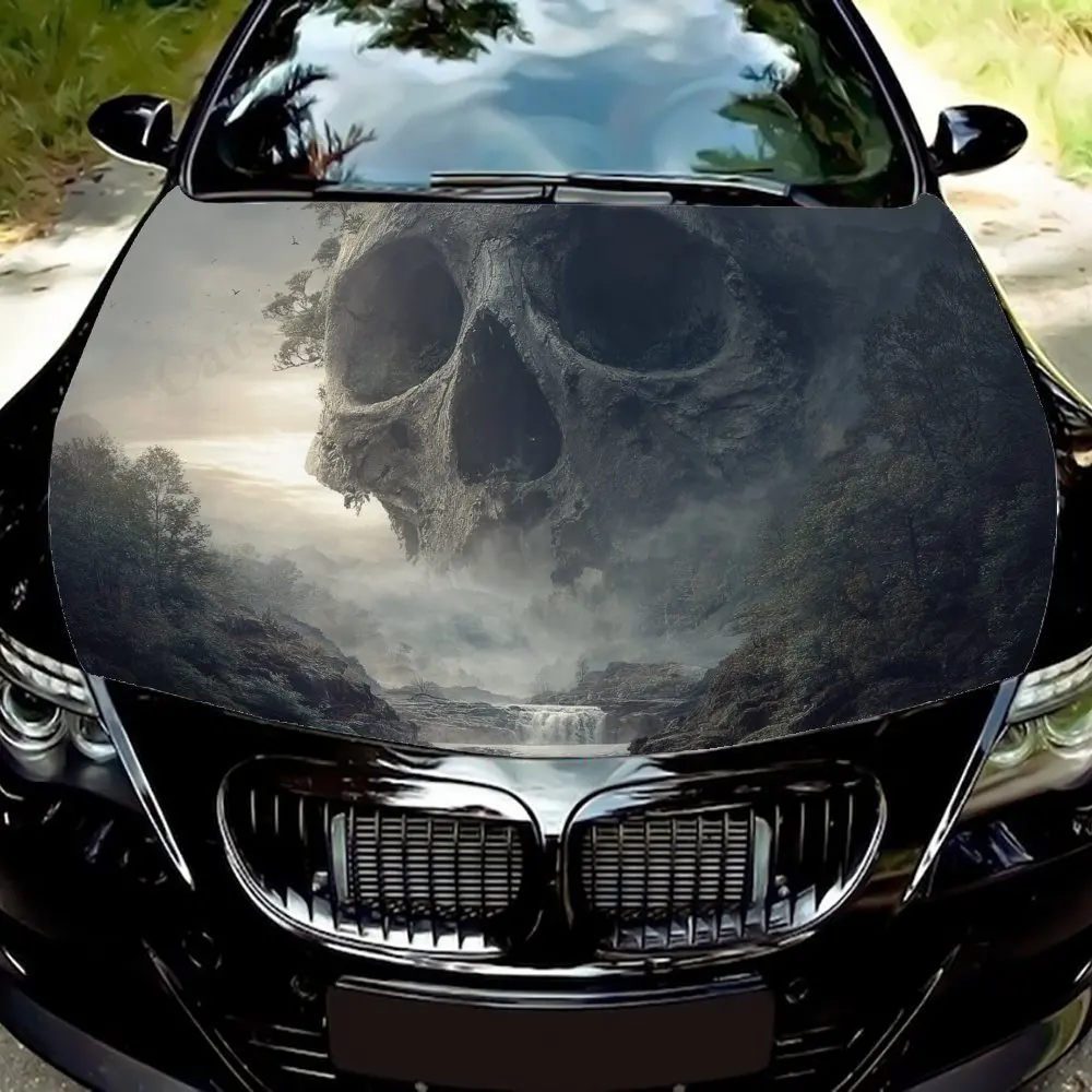

Skull in Forest PVC Car Vinyl Wraps, Self-Adhesive Waterproof Car Hood Decal Sticker, Car Decoration Protection Stickers for Tru