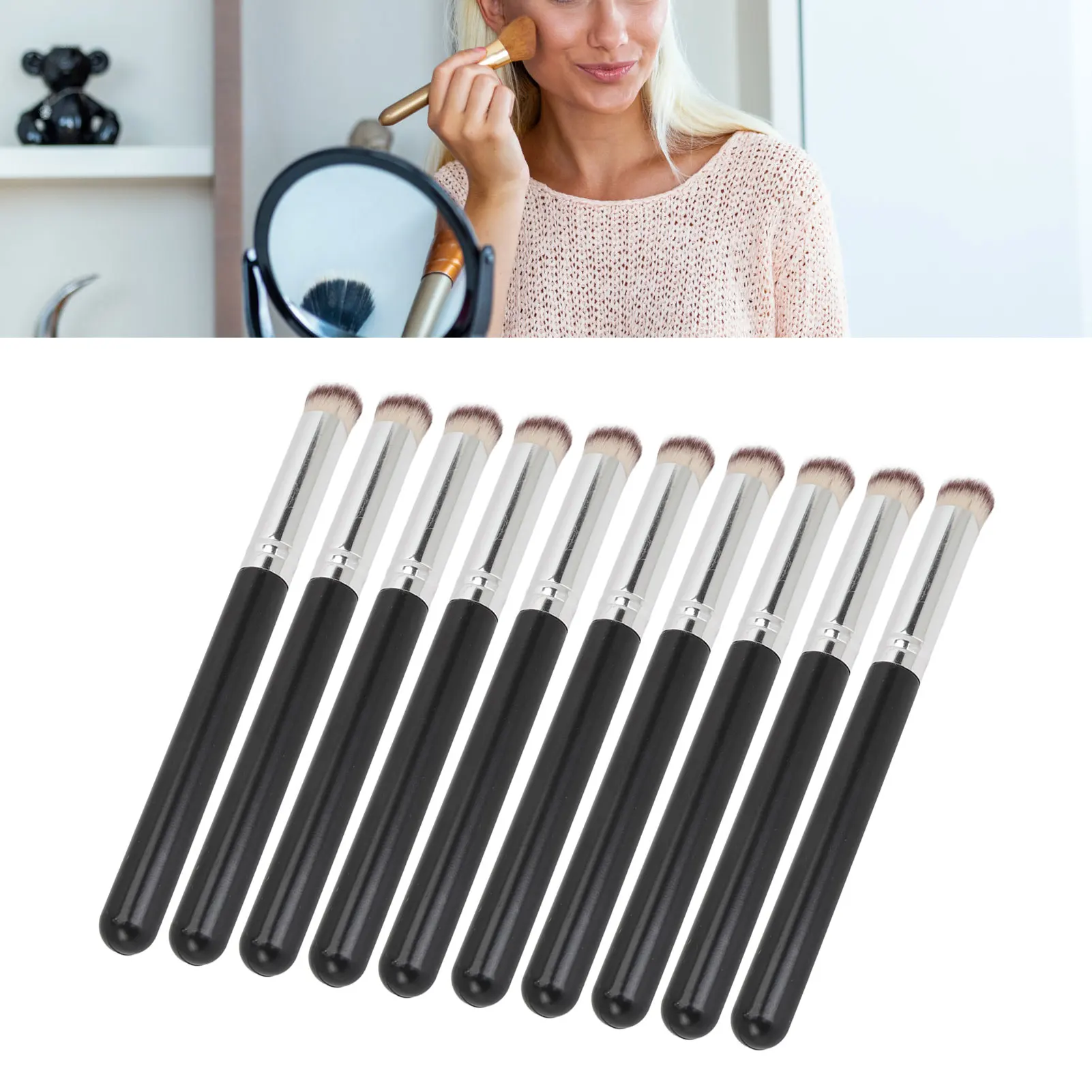 10pcs Concealer Makeup Brush Soft Bristle Mini Evenly Apply Applicator For Eyes Face Women Make Up