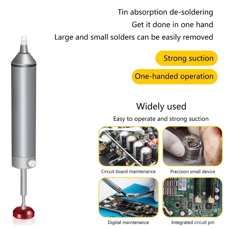 Ipiip อลูมิเนียม Desoldering ปั๊มดูดดีบุกปืนบัดกรี Sucker ปากกากำจัด