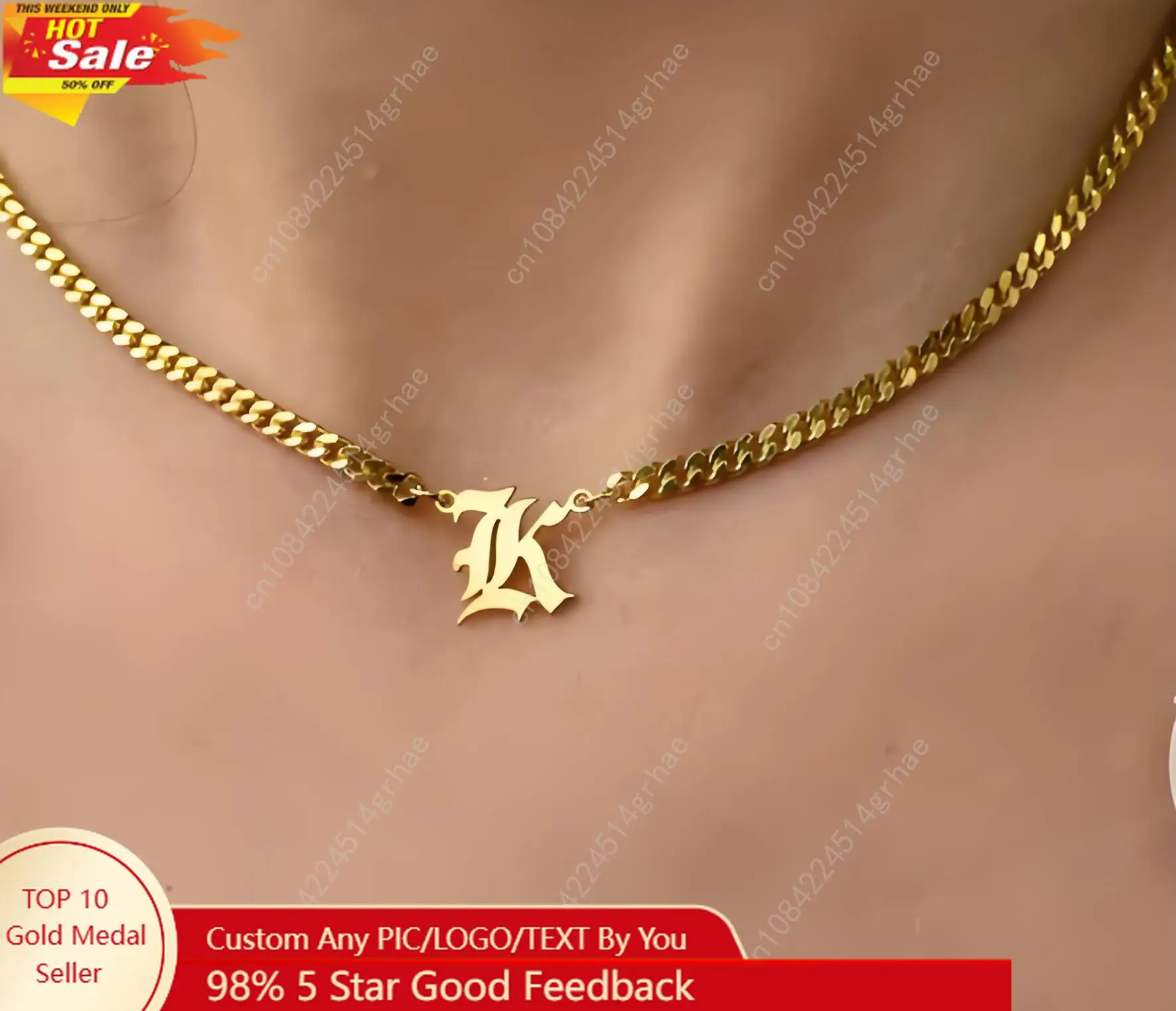 Custom Initials Necklace, Gold - Plated Personalized Pendant, Stainless Steel Chain, Trendy Letter Jewelry for Women, Ideal Gift