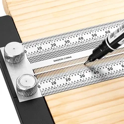 High-Precision Scale Ruler T-Type Hole Ruler Stainless Woodworking Scribing Mark Line Gauge Carpenter Measuring Tool