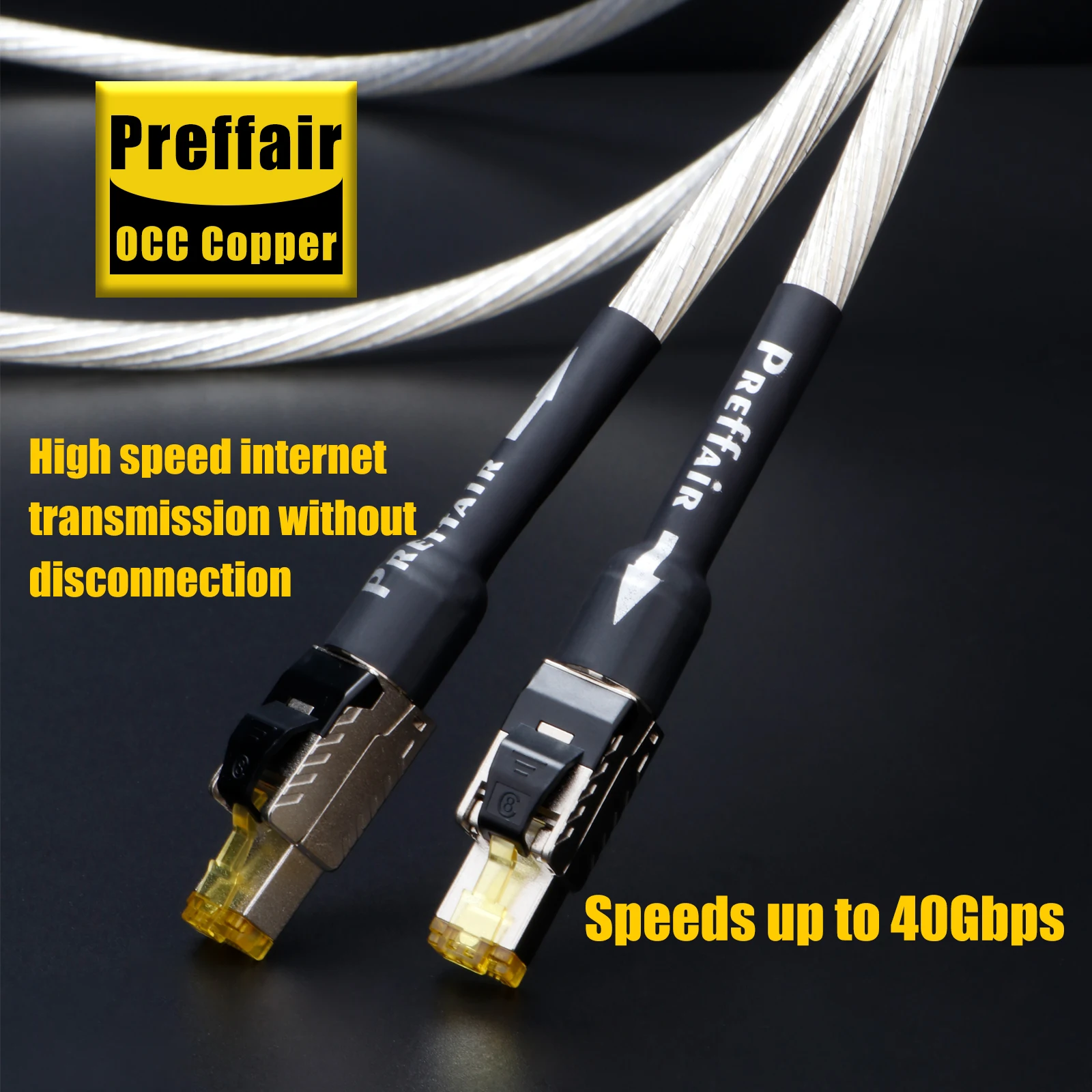 كابل تصحيح شبكة HIFI cat8 كابل إيثرنت occ لوحة فضية RJ45 CAT Ethernet Speed Lan Line المطبق على أجهزة الكمبيوتر والكمبيوتر المحمول