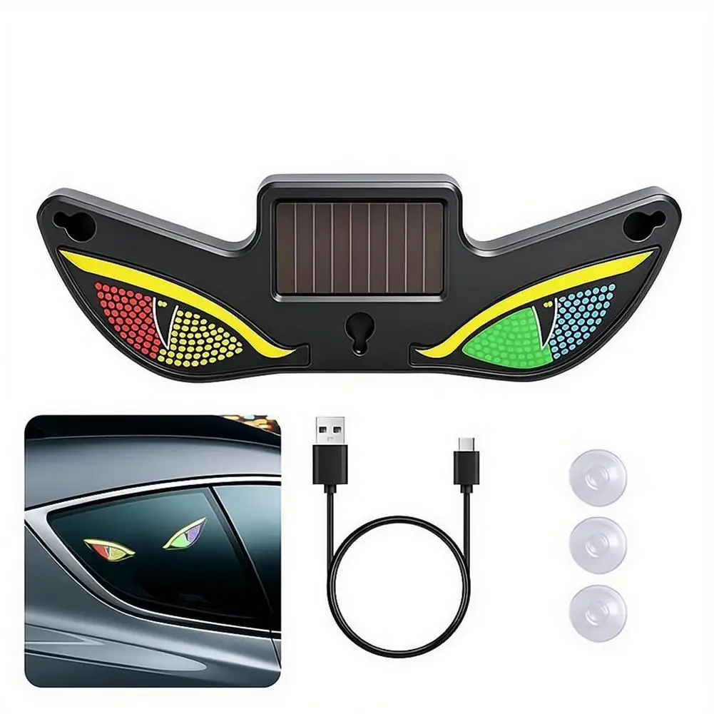 Coole DEMON EYE Ambientebeleuchtung Solar Teufelsauge Leuchtschild für Windschutzscheibe Atmende Neonlichter Auto-Dekoration – Detail 3