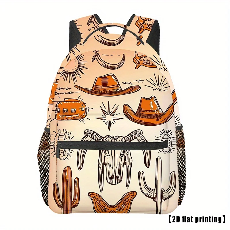 Western Cowboy Hat Cactus Set/ Large Capacity Backpack Lightweight and Foldable Multiple Compartments Zipper Closure