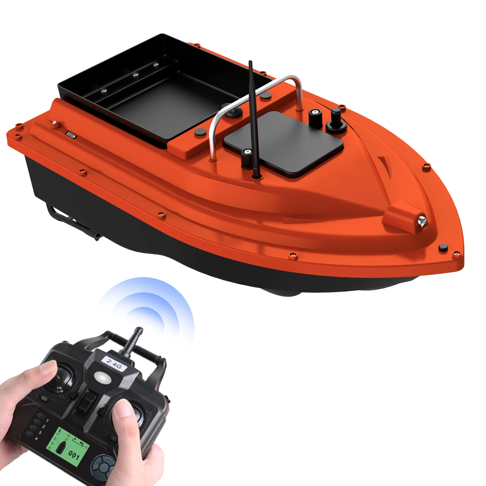 

GPS Fishing Bait Boat with 4.4lb Bait Container, 400-500M Remote Range, 5200mAh/12000mAh Battery, ABS+Metal Material,