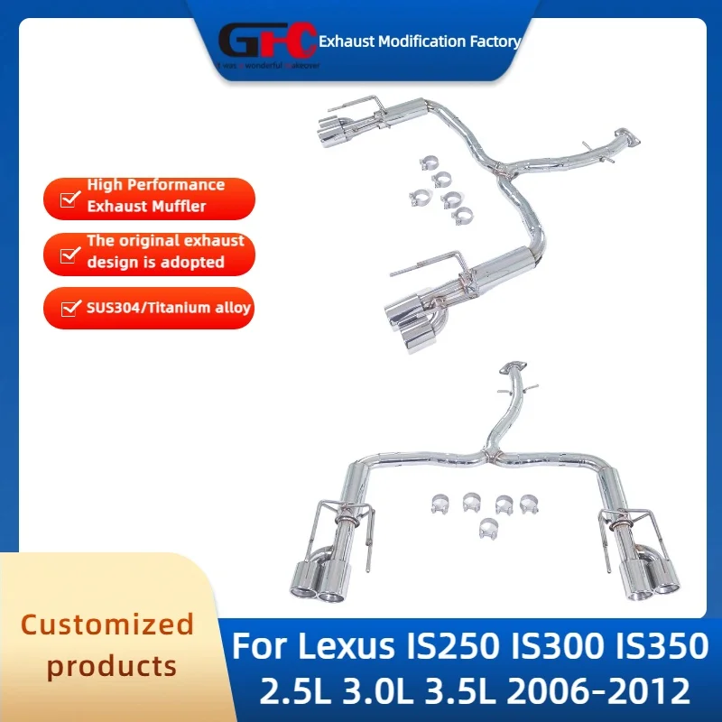 GFC Exhaust Pipe for Lexus IS250 IS300 IS350 2.5L 3.0L 3.5L 2006-2012 High-Performance Stainless Steel Exhaust Muffler System