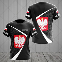 Fashion Polish Flag Badge T-shirt For Men Clothing 3D Print Stripe Harajuku Trend Loose T Shirts Summer Casual Men's Tee Top