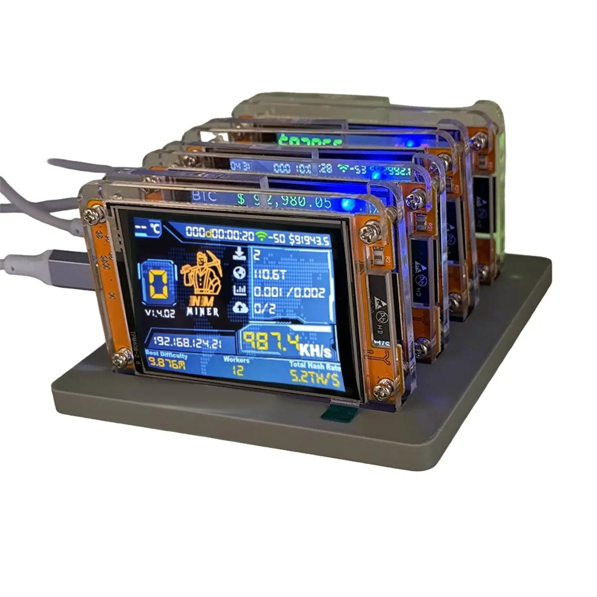 

4X990KH/S +4 Slots Stand 2.8 Inch Smart Display Upgraded Harshrate Bitcoin Crypto Solo Lottery Miner