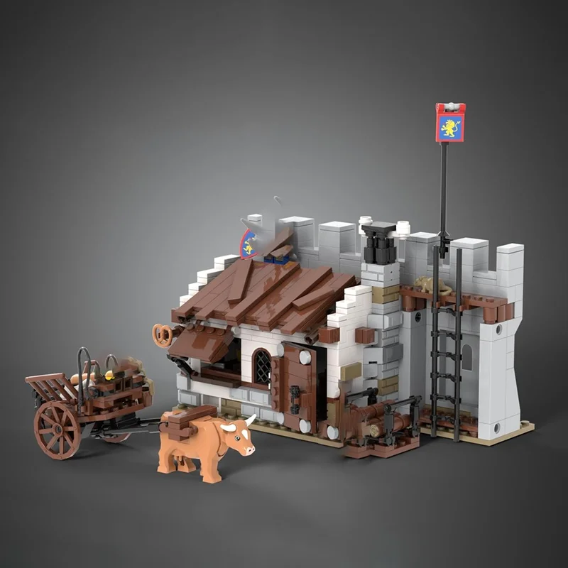 

MOC средневековая уличная сцена здание настенная пекарня модель DIY креативная сборка строительные блоки игрушка детский подарок