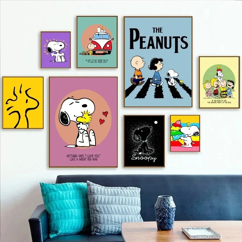 Snoopy Poster Canvas Painting Home Bedroom Entrance Bar Cafe Art Painting Decoration