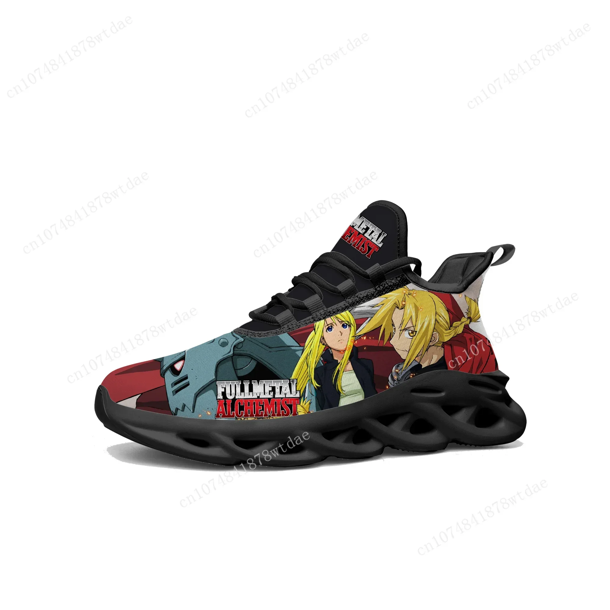 Fullmetal Alchemist Flats Sneakers Men Women Teenager Sport Running Shoes High Quality Edward Elric Custom Lace Up Mesh Footwear