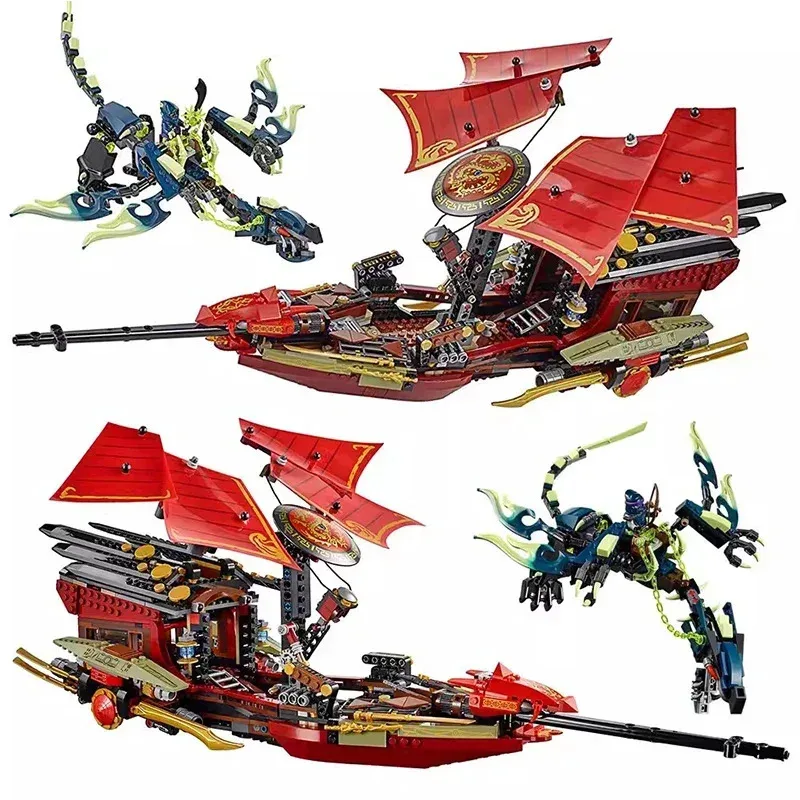 

Ninja Series Destiny Bounty Building Blocks Spacecraft Dragon Boat Base Hydro Ship Chariot Sora Bricks Toys For Boys Gifts 70738