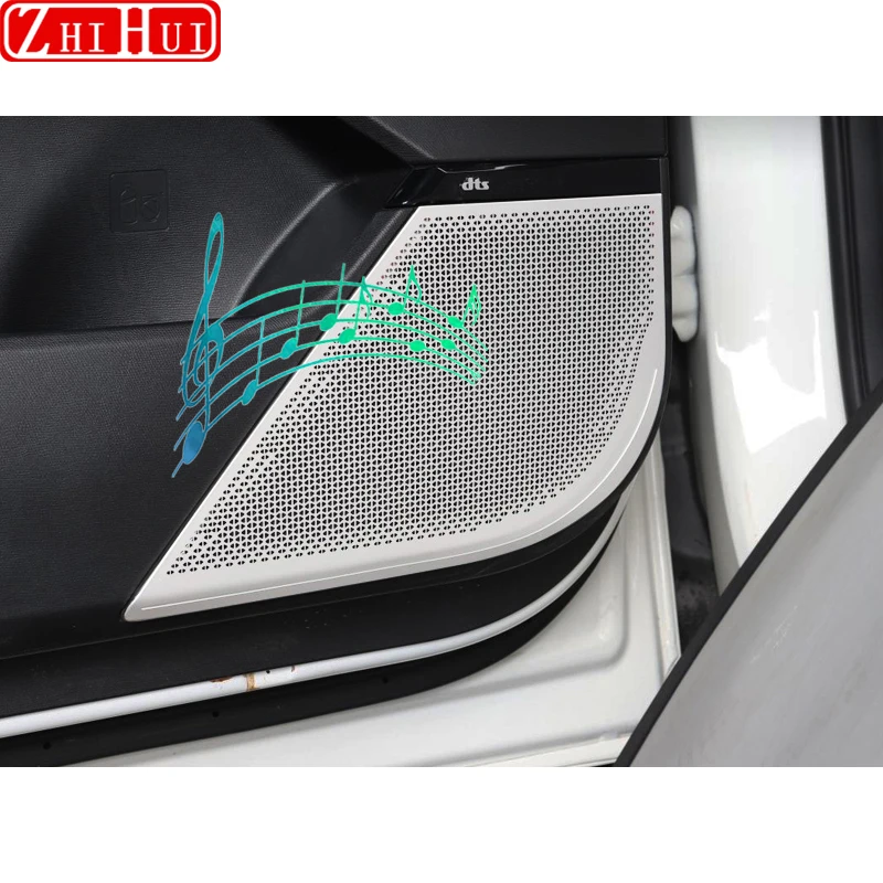 

For GAC GS3 2024 GAC Emzoom 2025 Car Inner Door Bowl Frame Sticker Stainless Steel Sound System Spearker Cover Auto Accessories