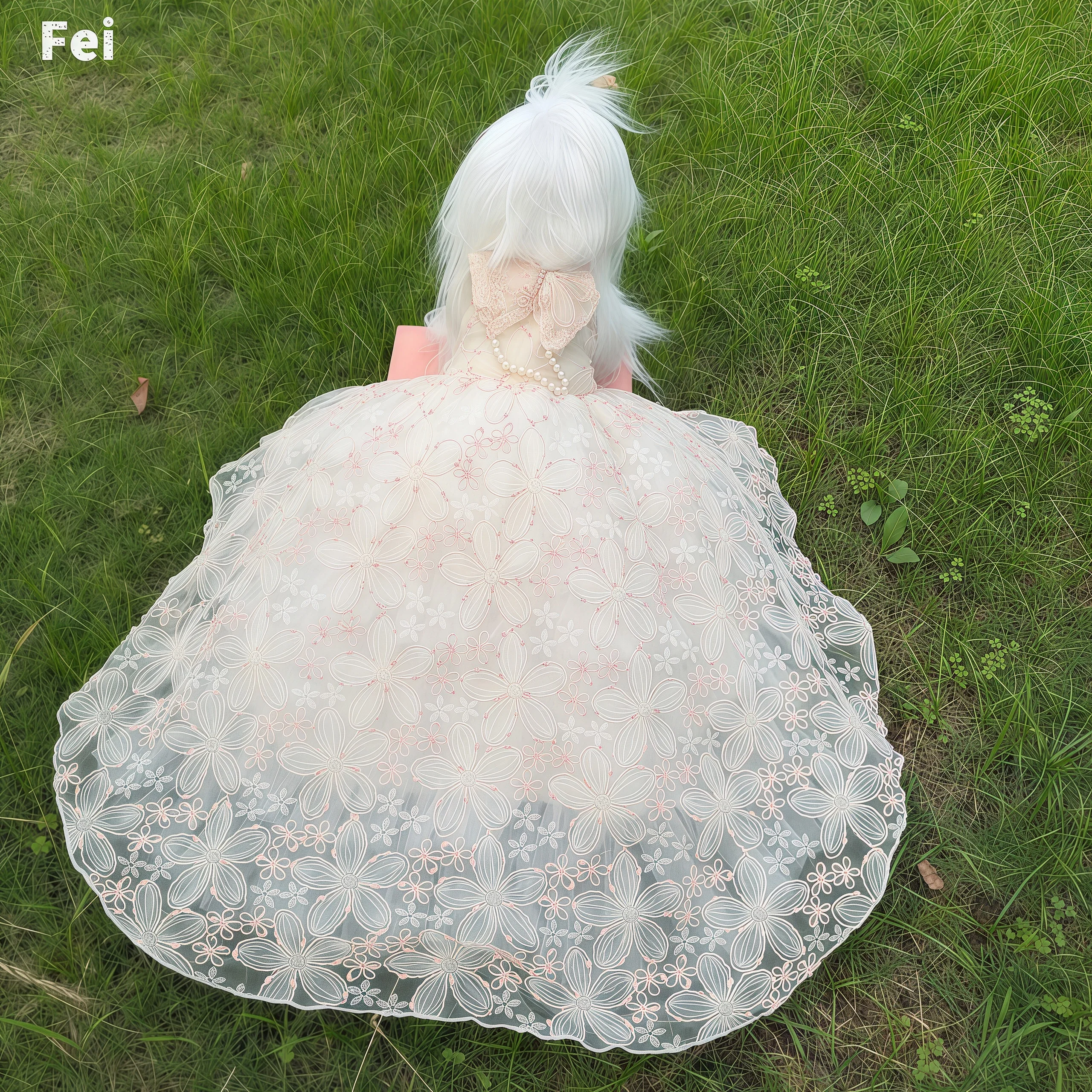 Chic Plush Pet Dog Cat Supplies Choice,Handmade Lace Bridal Dress,Long Tail Outfit for Teacup Chihuahua Small Dog Photography