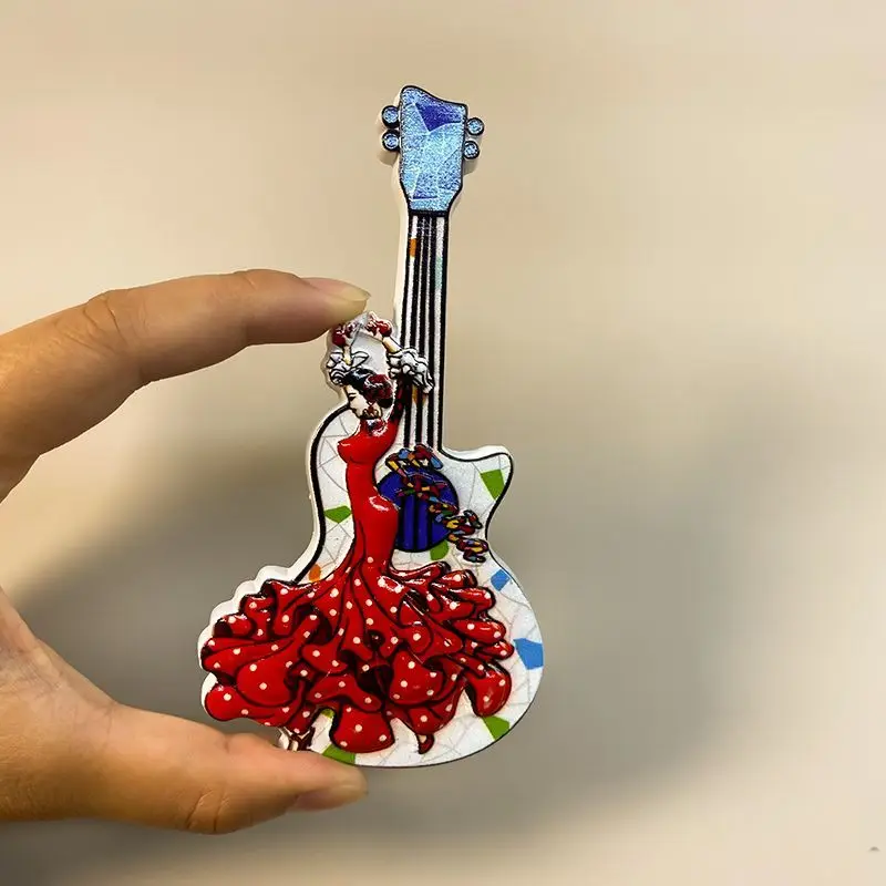 

Spanish Fridge Magnets Hot-Selling Travel Souvenirs Guitar Dancer High-Value Decorations 3D Gift Magnets