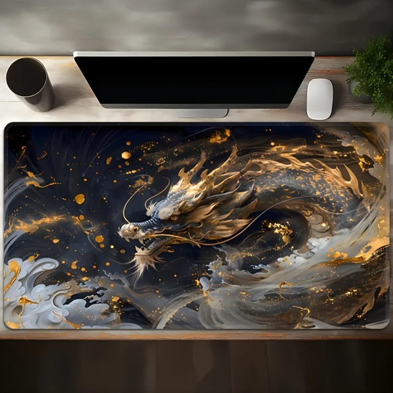 웅장한 검은 용 디자인 마우스 패드 대형 고무 미끄럼 방지 책상 액세서리 사무실 및 게이머 키보드 장식 매트용 마우스패드