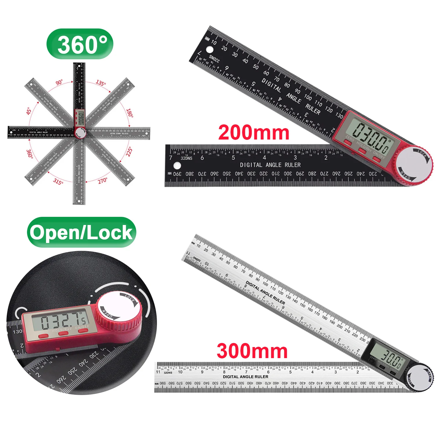 

2-in-1 Digital Angle Meter Inclinometer 360 Degree Electronic Angle Ruler Goniometer High Accuracy Angle Finder for Woodworking