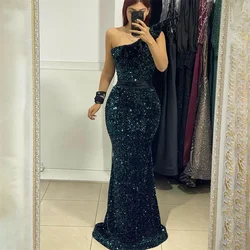 Vinca Sunny Sexy  Glitter Green Sequins Mermaid Evening Dresses 2023 One Shoulder Prom Dress Arabia Dubai Shiny Party Gowns