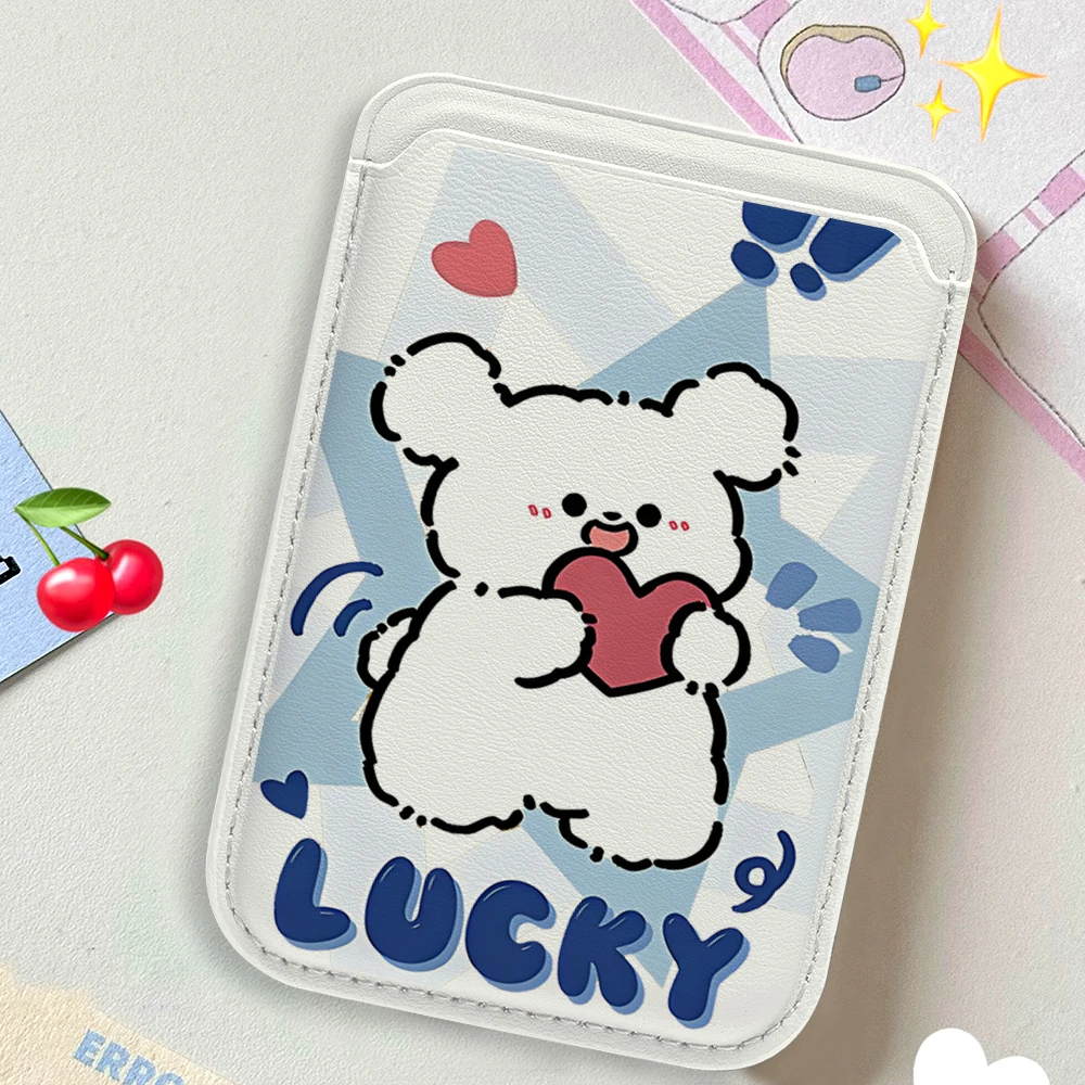 Lucky Puppy Leder-Kartenetui Handyhülle Kartenhalter für Magnetische Hülle Geeignet für alle iPhone Magsafe Karten-Handy-Rückseiten-Taschen – Detail 3