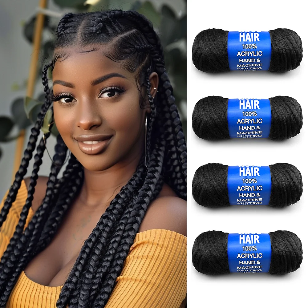 Cabelo de lã brasileiro para Faux Locs, Crochet Hair, Crochet Africano, Box Tranças, Torção Senegalesa, Tranças Jumbo, Trançando a extensão do cabelo