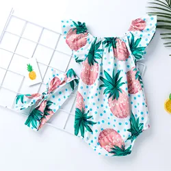 3 6 12 24 Months Newborn Baby Girls Summer Clothes Pineapple Romper +Headband Sets Infant Outfits Fashion Suit Girl Clothing