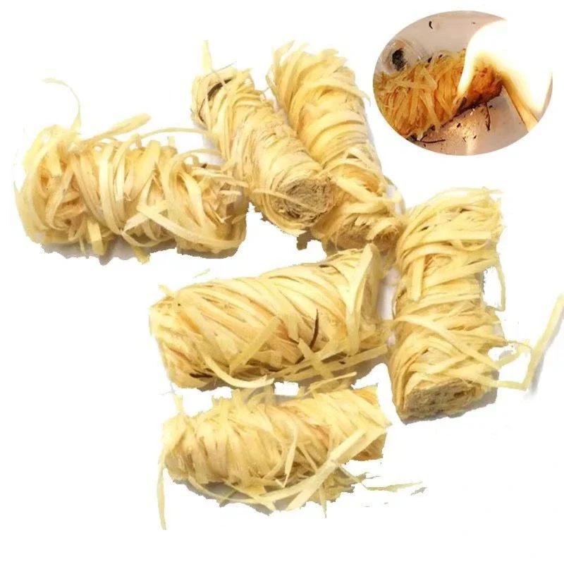 32PCS Fireplace Lighters Firelighters Natural Wool Wax Silk Roll For Outdoor Camping