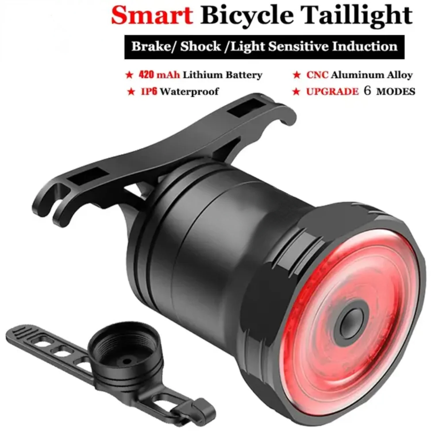 Bike Rear Light Smart Brake Sensing Light Bicycle Tail Light IPX6 Waterproof  Charging Taillight Cycling Accessories