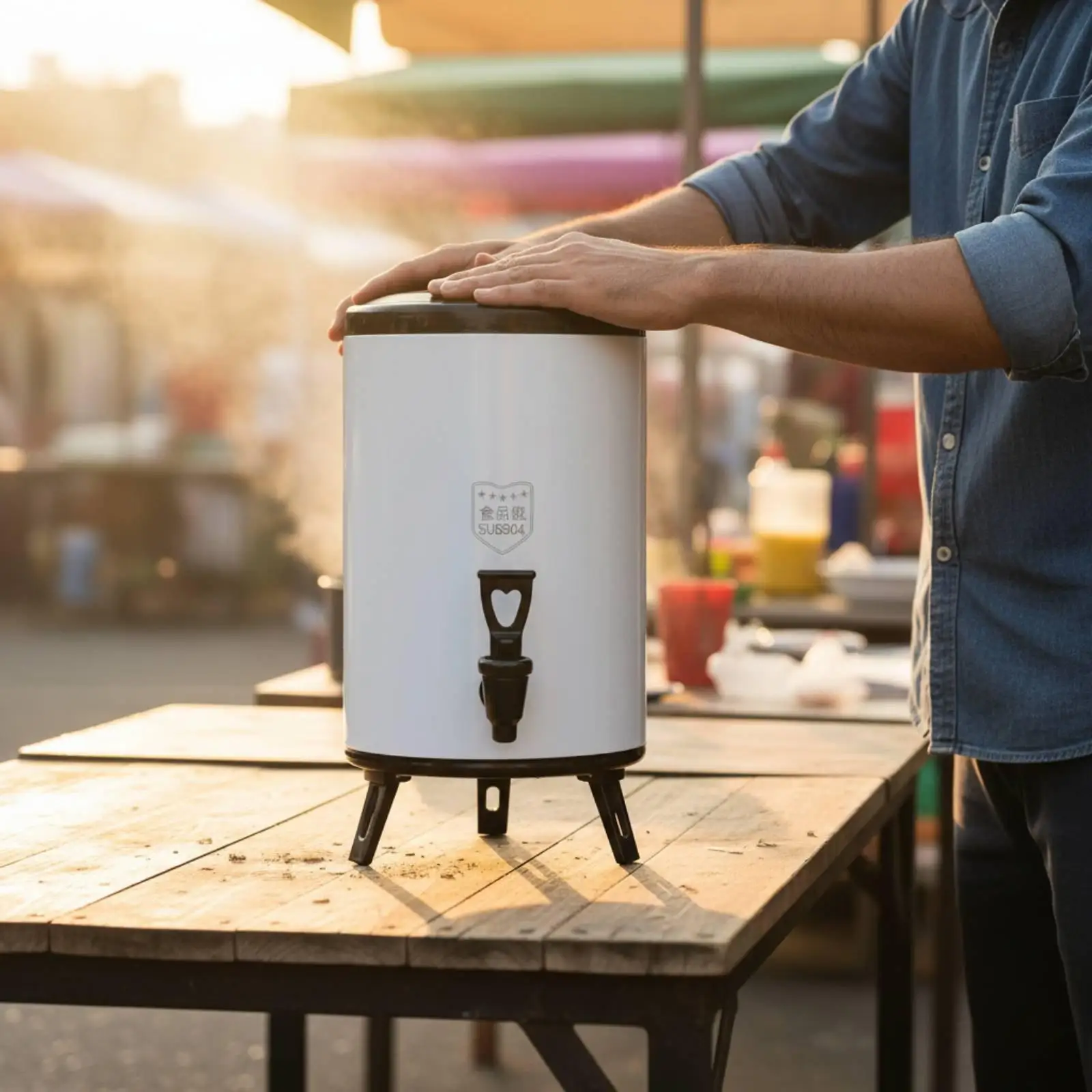 Stainless Steel Bucket 20L Insulated Beverage Dispenser Hot Cold Drink Urn for Catering Buffet Party