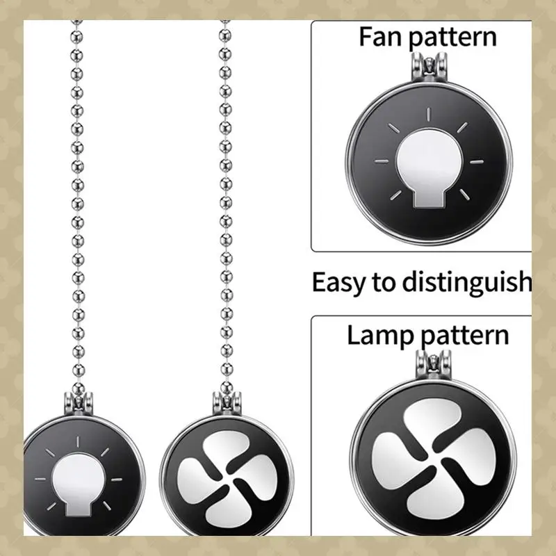 

AB45 Ceiling Fan Pull Chain Set, 8Pcs Light Bulb And Fan Pattern Pull Chain Ceiling Fan Chain Extender With Ball Fan Chain